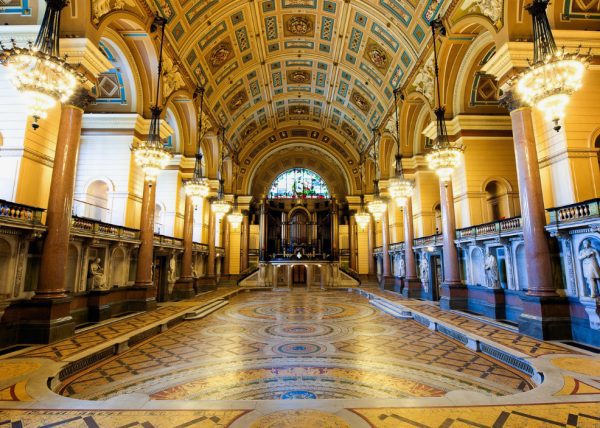 Inside St George's hall with the Minton Tiles on display.