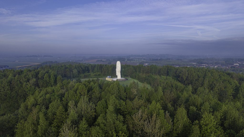 Aerial view of 'The Dream' sculpture in Liverpool City Region's St Helens. - Copyright Straus Imagery 2026