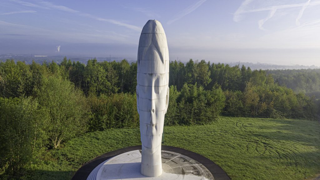 Aerial view of 'The Dream' sculpture in Liverpool City Region's St Helens. - Copyright Straus Imagery 2026