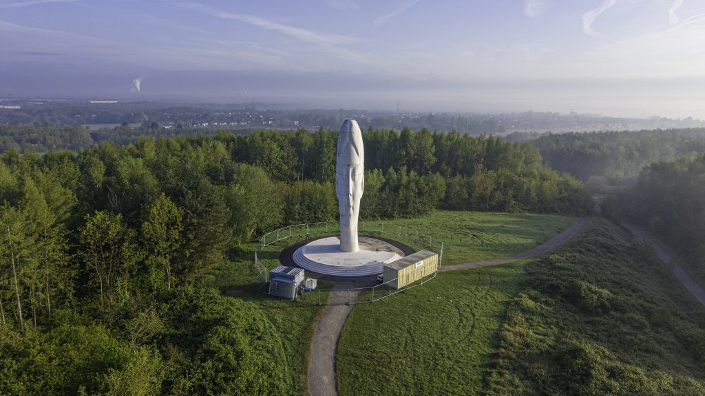Aerial view of 'The Dream' sculpture in Liverpool City Region's St Helens. - Copyright Straus Imagery 2026