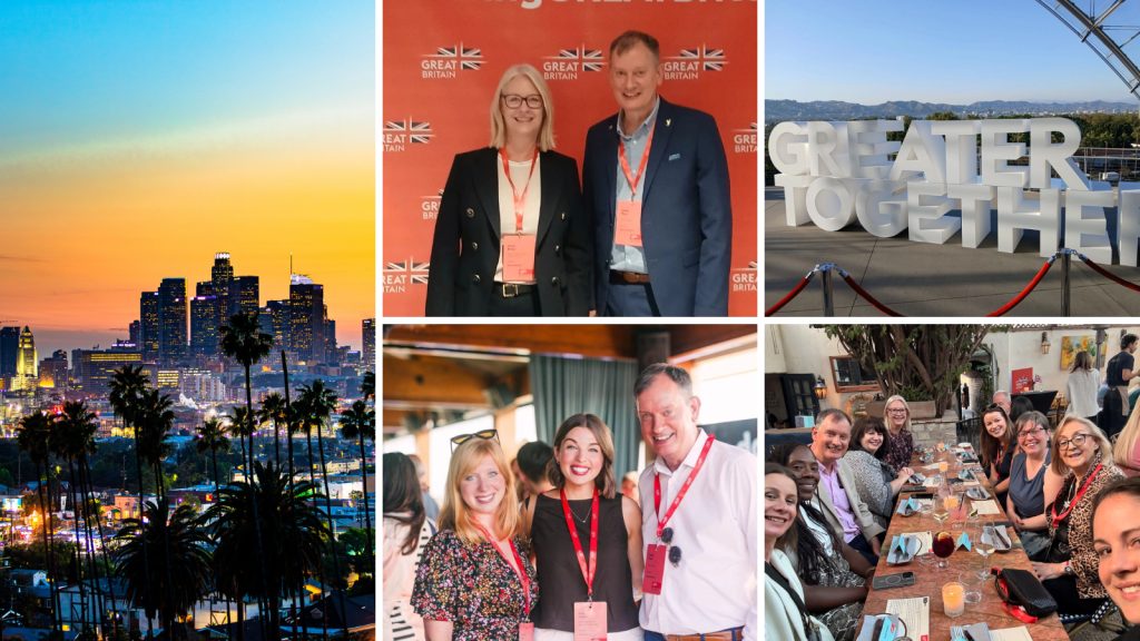 VisitLiverpool's Seniot Tourism Manager joins Liverpool City Region delelgation Los Angeles, Joned by Visit Britain and VisitEngalnd CEO, Patricia Yates.