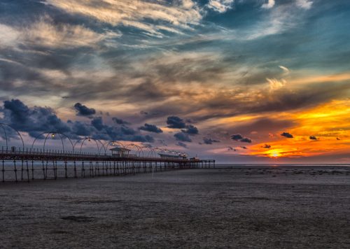 The sun setting at Southport