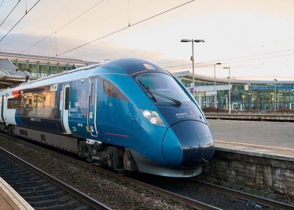An Avanti West coast train pulled into a platform at Liverpool South Parkway station.